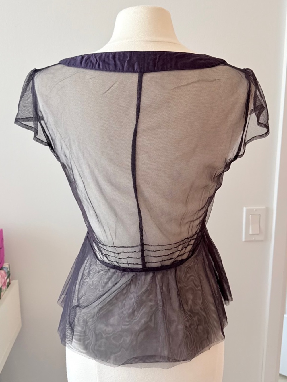 Sheer Plum Mesh Peplum Top – NOA NOA – Size M - Picture 5 of 7